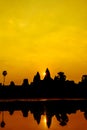 Angkor Wat at sunrise across the lake, reflected in water Royalty Free Stock Photo