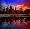 Angkor wat sunrise, Siem reap,Cambodia, was inscribed on the UNESCO World Heritage List in 1992. Elements of this image furnished Royalty Free Stock Photo