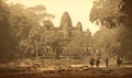 Angkor Wat temple Cambodia discovery by explorers Royalty Free Stock Photo