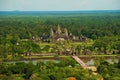Angkor Wat temple complex, Aerial view. Siem Reap, Cambodia. Largest religious monument in the world 162.6 hectares Royalty Free Stock Photo