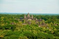 Angkor Wat temple complex, Aerial view. Siem Reap, Cambodia. Largest religious monument in the world 162.6 hectares Royalty Free Stock Photo