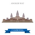 Angkor Wat temple complex Cambodiaflat vector attraction travel