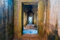 Angkor Wat temple interior in Cambodia. Royalty Free Stock Photo