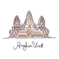 Angkor Wat Temple one line vector illustration