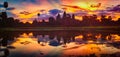 Angkor Wat temple at sunrise. Siem Reap. Cambodia. Panorama Royalty Free Stock Photo