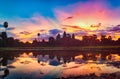 Angkor Wat temple at sunrise. Siem Reap. Cambodia. Panorama Royalty Free Stock Photo