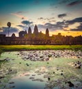 Angkor Wat temple at sunrise. Siem Reap. Cambodia Royalty Free Stock Photo