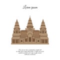 Angkor Wat vector icon isolated on white background, Angkor Wat sign, element design in outline style. Cambodia. Historical