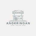 angkringan cart line art logo vector illustration template design