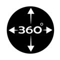 Angle 360 degree icon on white background. 360 degree view sign.