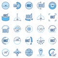 Angle 180 Degrees blue vector icons collection