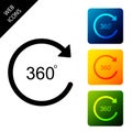 Angle 360 degrees icon isolated. Rotation of 360 degrees. Geometry math symbol. Full rotation. Set icons colorful square Royalty Free Stock Photo