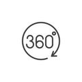 Angle 360 degrees rotation outline icon Royalty Free Stock Photo