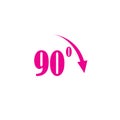 Angle 90 degrees sign icon. Geometry math symbol. Right angle. Classic flat icon. Colored circles. Vector