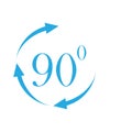 Angle 90 degrees sign icon. Geometry math symbol. Right angle. Classic flat icon. Colored circles. Vector