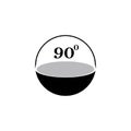 Angle 90 degrees sign icon. Geometry math symbol. Right angle. Classic flat icon. Colored circles. Vector