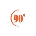 Angle 90 degrees sign icon. Geometry math symbol. Right angle. Classic flat icon. Colored circles. Vector