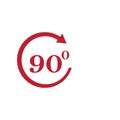 Angle 90 degrees sign icon. Geometry math symbol. Right angle. Classic flat icon. Colored circles. Vector