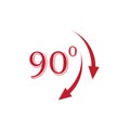 Angle 90 degrees sign icon. Geometry math symbol. Right angle. Classic flat icon. Colored circles. Vector