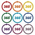 Angle 360 degrees sign icons set Royalty Free Stock Photo