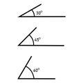 Angle of 45, 30, 60 degrees vector illustration.