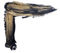 Angle frame textured hand drawn black and gold oil paint brush stroke Royalty Free Stock Photo