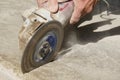 Angle Grinder Cutting or Scoring Concrete Royalty Free Stock Photo