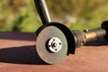 Angle grinder with handle on the veranda Royalty Free Stock Photo