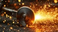 Angle Grinder Sparks Metal Cutting Work Royalty Free Stock Photo