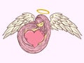 Angle heart on Valentine`s Day.vector and illustration
