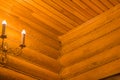 Angle Joint Wooden Orange Logs Ceiling Object Detail Line And Stripe Diagonal Part Interior Decoration Design Burning Candles