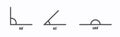 Angle line art icons set. 45, 90, 180, degree measure. Math geometric design element. Technical architect blank