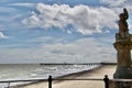 Angle of the Pier and statue at Lowestoft Suffolk Royalty Free Stock Photo