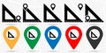 Angle ruler icon in location set. Simple glyph, flat illustration element of education theme icons Royalty Free Stock Photo