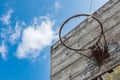 basketball hoop and board under the blue sky horizontal composition Royalty Free Stock Photo