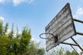 basketball hoop and board under the blue sky horizontal composition Royalty Free Stock Photo