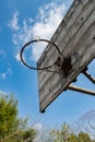 basketball hoop and board under the blue sky vertical composition Royalty Free Stock Photo