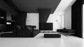 Angle view black minimalist Interior of modern living room 3 D rendering