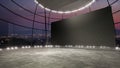 Angle view, full frame of a virtual stage set with a huge videowall Royalty Free Stock Photo