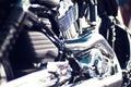 Angle view of a motorcycle engine Royalty Free Stock Photo