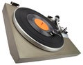 Angle view of vintage turntable isolated with clipping path