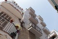 Angle view of white facades of