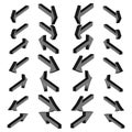 Angled arrow rows. Diagonal motion icons. Dynamic path Vector. Repeating guide set. Royalty Free Stock Photo