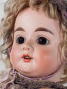Angled close up on cute female doll face Royalty Free Stock Photo
