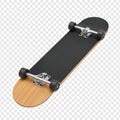 Angled 3D Render of a Complete Skateboard (Underside View) on Transparent Background Royalty Free Stock Photo