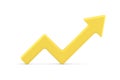 Angled dynamic arrow increase and recession part upward pointer yellow realistic 3d icon vector Royalty Free Stock Photo