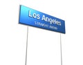 Angled Los Angeles City 3D Highway Sign Over White Background with Clipping Path Royalty Free Stock Photo