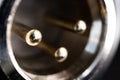 Angled Macro Closeup of XLR Input Pins on Condenser Microphone Royalty Free Stock Photo
