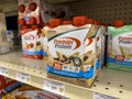 Everett, WA USA - circa August 2022: Angled, selective focus on Premier Protein products for sale inside an Albertsons grocery