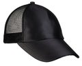 Angled View of Black Mesh Sports Cap Isolated